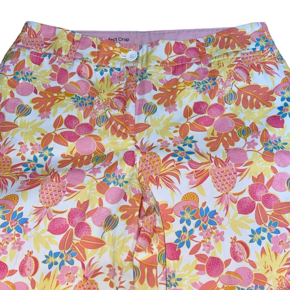 Talbots Perfect Crop Curvy Pants Pineapple Tropical - Picture 4 of 9